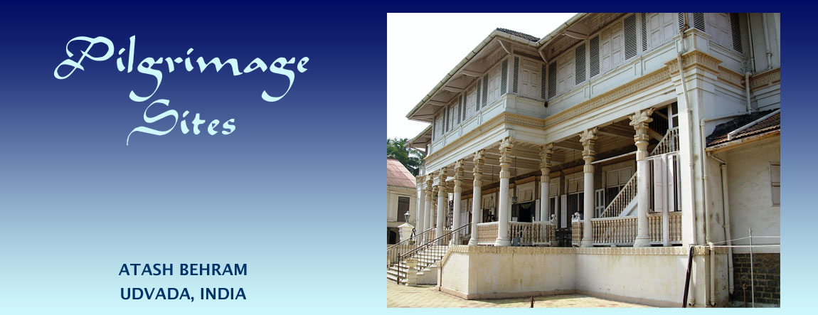 Fire Temple at Udvada, Gujarat, India. Front entrance to the Atash Behram