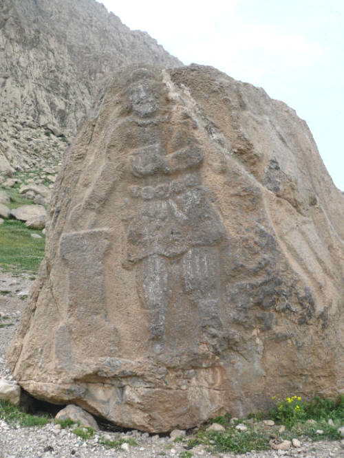Balash Stone with carved reliefs on three sides of a Parthian King Valgash (Vologese)