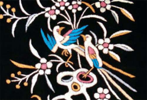 hakla-chakli design made with the ari stitch at Parzor's workshop