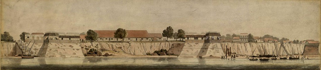 Panel 1 Panorama of Surat, a colored aquatint by Alfred Robert Freebairn, 1830