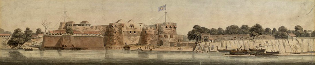 Panel 2 Panorama of Surat, a colored aquatint by Alfred Robert Freebairn, 1830