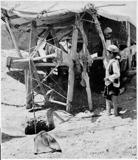 Archive photograph of a windlass in operation during construction