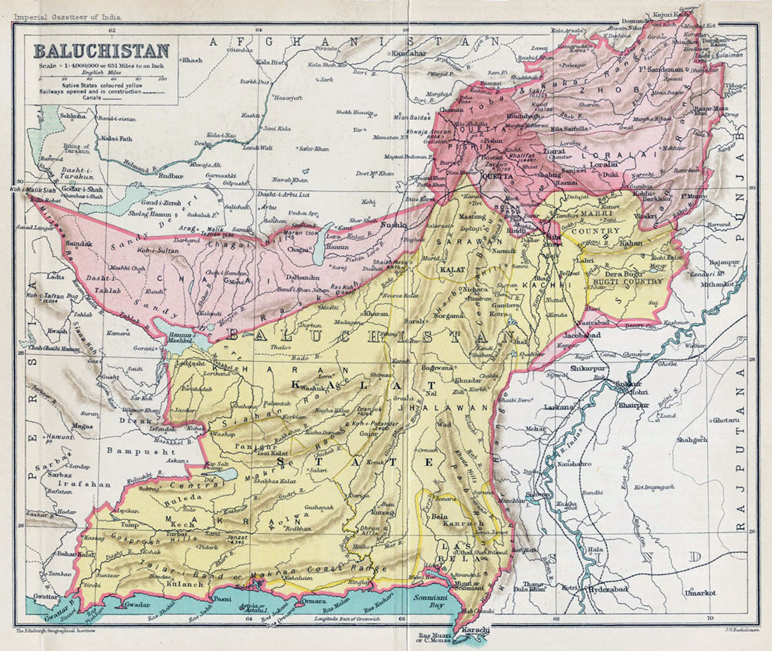 Map of Balochistan / Baluchistan Region 1900s