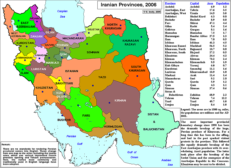 Map of Iranian Provinces 2006