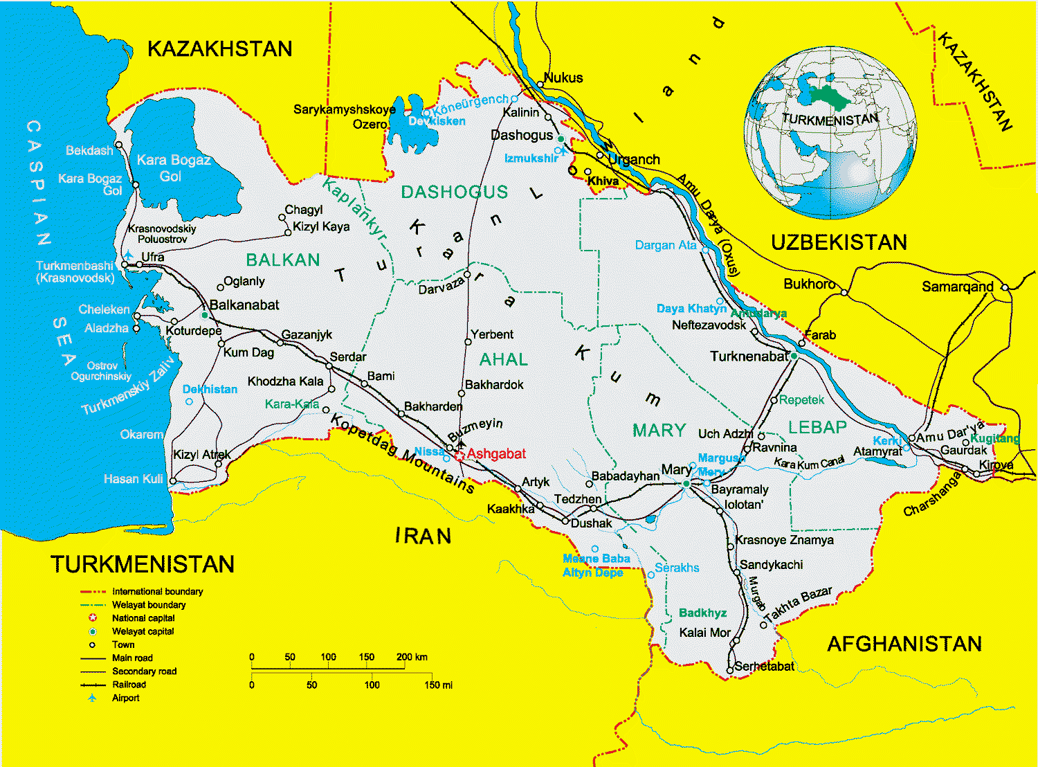 Map of Turkmenistan - Modern