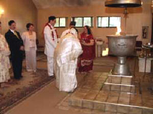 Couple visit a fire temple