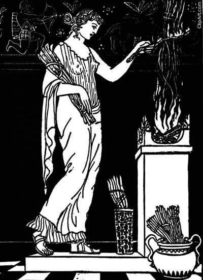 Hestia tending the fire
