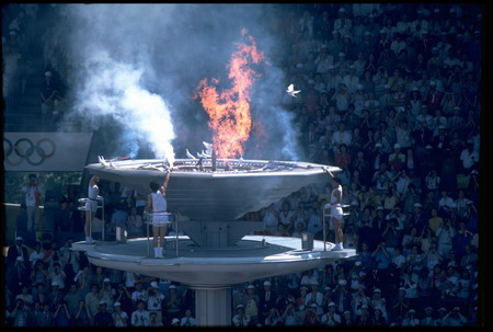 Lighting the Seoul stadium's couldron, 1988
