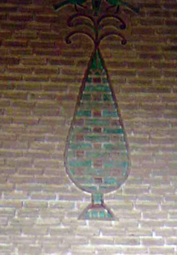 Detail of Cypress motif above door in temple (see above)