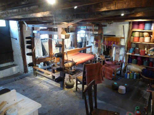 A preserved loom at a weaver's cottage in Kilbarchan close to Paisley. At one time there were 900 looms in Kilbarchan