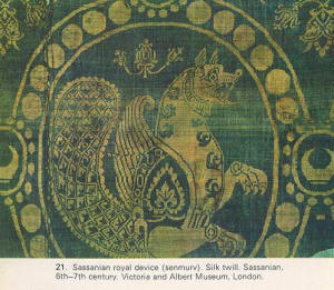 Silk Twill with Sassanian royal device (senmurv)