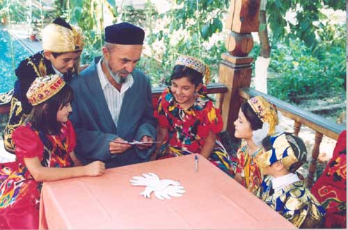 Uzbek children and elder