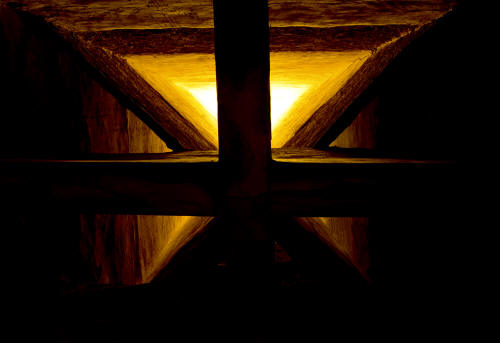 The view up a four-section badgir chimney shaft