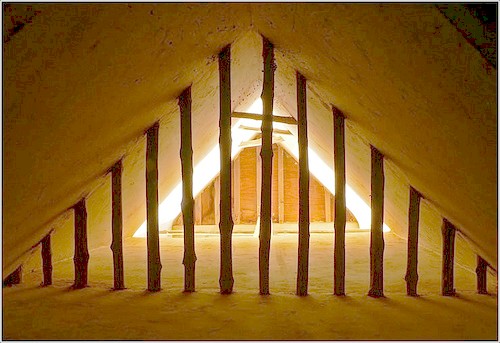 The view up a two-section badgir chimney shaft