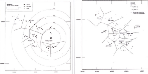 The Gonur-centric system according to Salvatori (2004) - Thiessen's polygonal network calculated on Gonur Sud (IsIAO 1998).