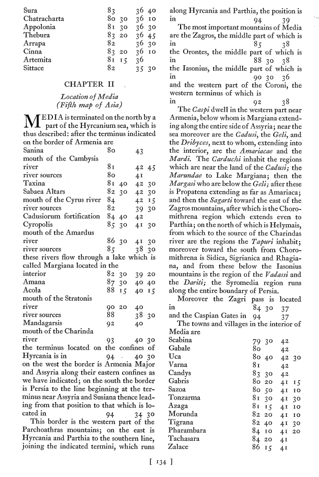 ptol,  p. 134. Ptolemy's Geography Book Six,  Assyria, Media,  Iran, Central Asia